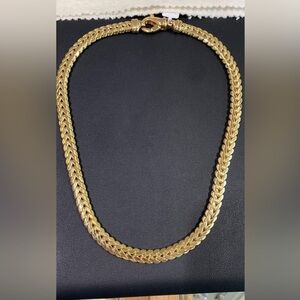 Vintage solid 18k yellow gold double sided necklace